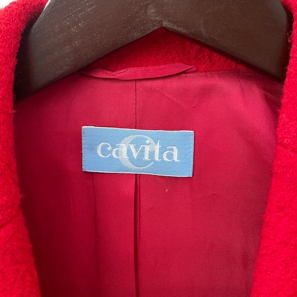 80s Vintage Red Wool Suit Skirt 2-piece set - Picture 3 of 4